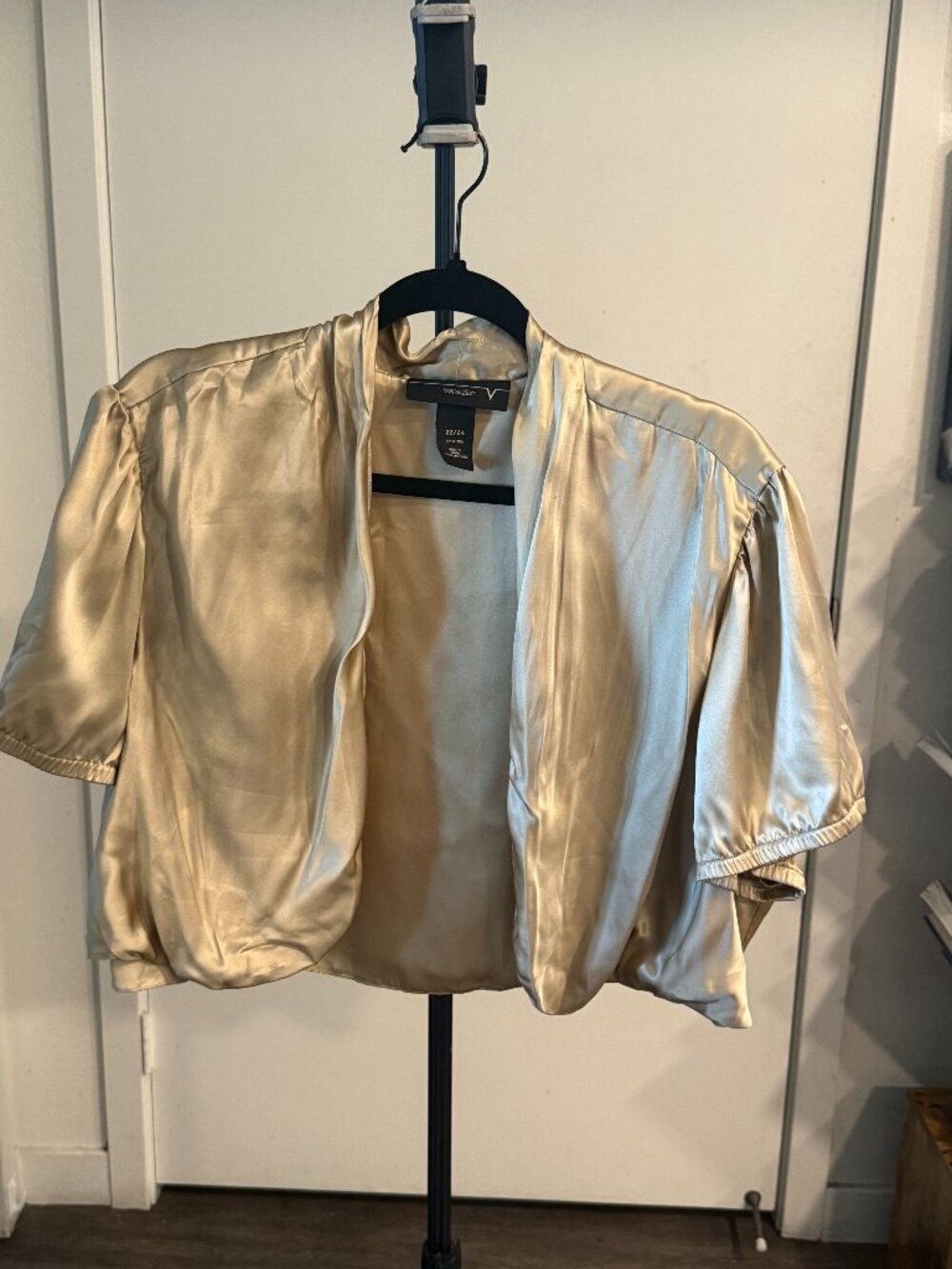 Venezia 100% Silk Champagne Gold Open Front Bolero Shrug Plus Size 22/24